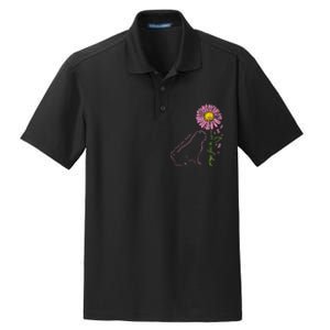 Pug Dog Flower Paw Cure Breast Cancer Awareness Support Gift Dry Zone Grid Polo