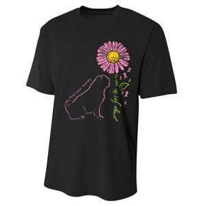 Pug Dog Flower Paw Cure Breast Cancer Awareness Support Gift Performance Sprint T-Shirt