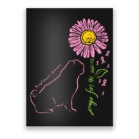 Pug Dog Flower Paw Cure Breast Cancer Awareness Support Gift Poster