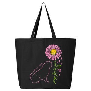 Pug Dog Flower Paw Cure Breast Cancer Awareness Support Gift 25L Jumbo Tote