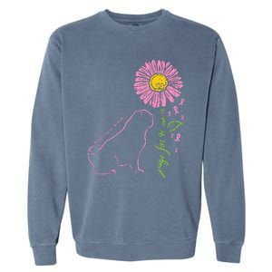 Pug Dog Flower Paw Cure Breast Cancer Awareness Support Gift Garment-Dyed Sweatshirt