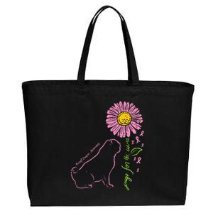 Pug Dog Flower Paw Cure Breast Cancer Awareness Support Gift Cotton Canvas Jumbo Tote