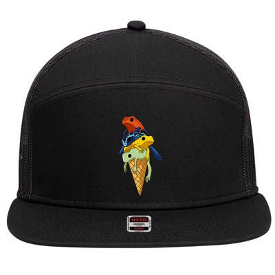 P.O.I.S.O.N Dart Frogs Ice Cream 7 Panel Mesh Trucker Snapback Hat