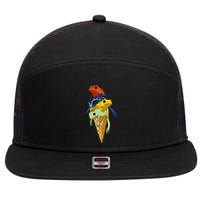 P.O.I.S.O.N Dart Frogs Ice Cream 7 Panel Mesh Trucker Snapback Hat