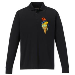 P.O.I.S.O.N Dart Frogs Ice Cream Performance Long Sleeve Polo