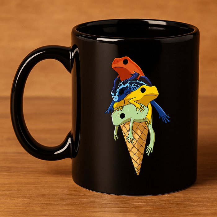 P.O.I.S.O.N Dart Frogs Ice Cream 11oz C Handle Ceramic Mug