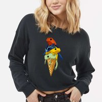 P.O.I.S.O.N Dart Frogs Ice Cream Cropped Pullover Crew