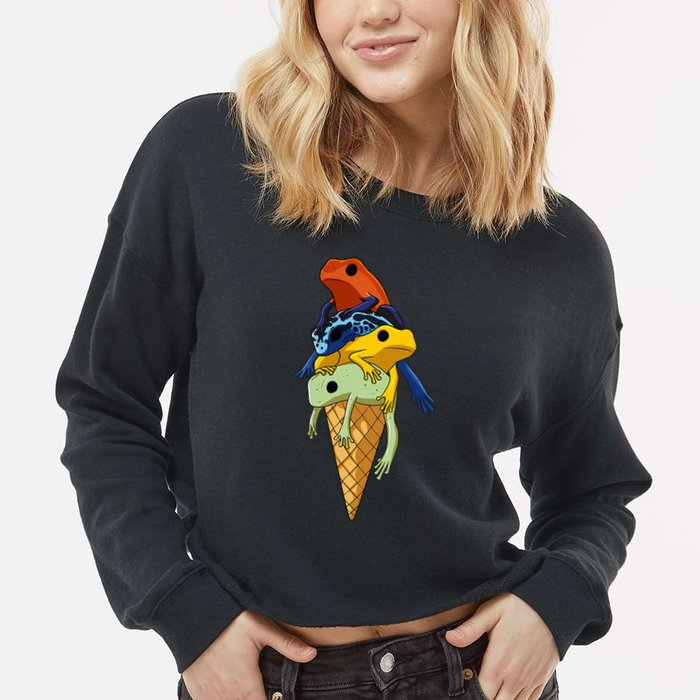 P.O.I.S.O.N Dart Frogs Ice Cream Cropped Pullover Crew