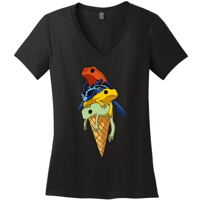 P.O.I.S.O.N Dart Frogs Ice Cream Women's V-Neck T-Shirt