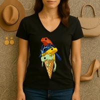 P.O.I.S.O.N Dart Frogs Ice Cream Women's V-Neck T-Shirt