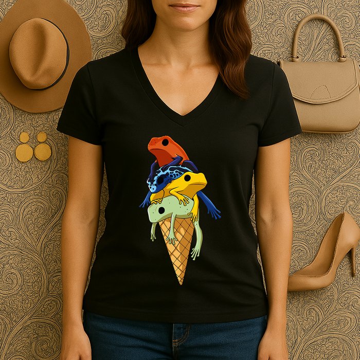 P.O.I.S.O.N Dart Frogs Ice Cream Women's V-Neck T-Shirt