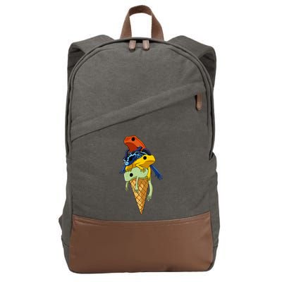 P.O.I.S.O.N Dart Frogs Ice Cream Cotton Canvas Backpack