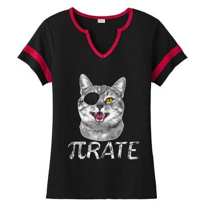 Pi Day Funny Math Science Cat Pirate Ladies Halftime Notch Neck Tee