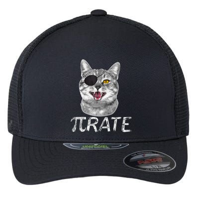 Pi Day Funny Math Science Cat Pirate Flexfit Unipanel Trucker Cap