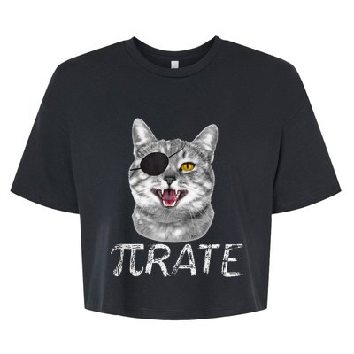 Pi Day Funny Math Science Cat Pirate Bella+Canvas Jersey Crop Tee