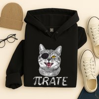 Pi Day Funny Math Science Cat Pirate Hoodie