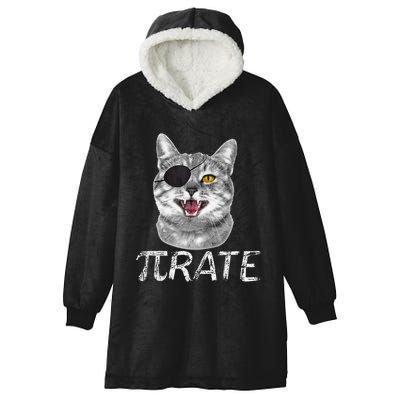 Pi Day Funny Math Science Cat Pirate Hooded Wearable Blanket