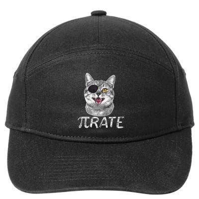 Pi Day Funny Math Science Cat Pirate 7-Panel Snapback Hat