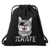 Pi Day Funny Math Science Cat Pirate Drawstring Bag