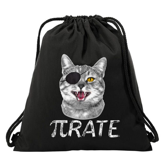 Pi Day Funny Math Science Cat Pirate Drawstring Bag