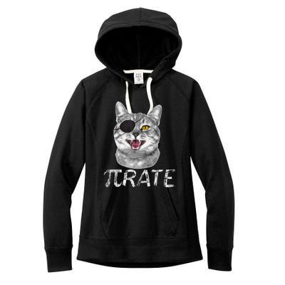 Pi Day Funny Math Science Cat Pirate Women's Fleece Hoodie