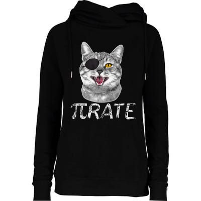 Pi Day Funny Math Science Cat Pirate Womens Funnel Neck Pullover Hood