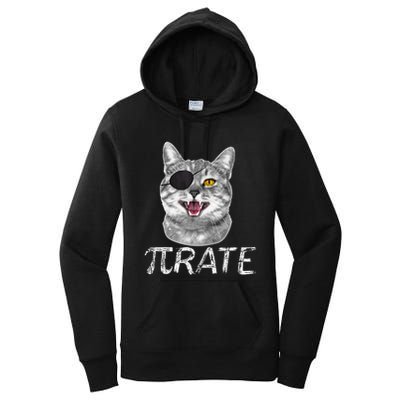 Pi Day Funny Math Science Cat Pirate Women's Pullover Hoodie