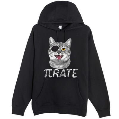 Pi Day Funny Math Science Cat Pirate Premium Pullover Hoodie