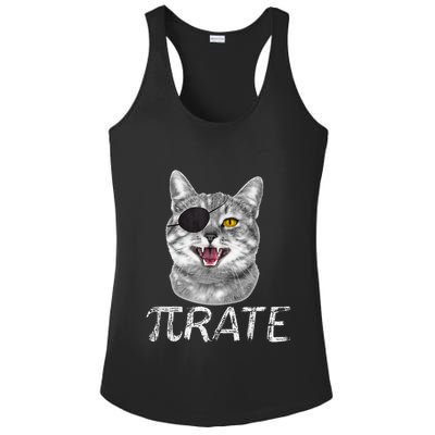 Pi Day Funny Math Science Cat Pirate Ladies PosiCharge Competitor Racerback Tank