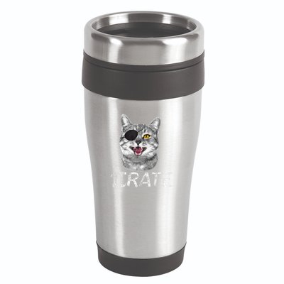 Pi Day Funny Math Science Cat Pirate 16oz Travel Tumbler
