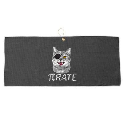 Pi Day Funny Math Science Cat Pirate Large Microfiber Waffle Golf Towel