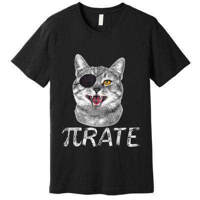 Pi Day Funny Math Science Cat Pirate Premium T-Shirt