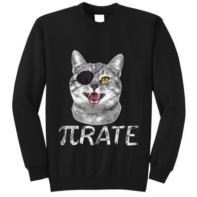 Pi Day Funny Math Science Cat Pirate Tall Sweatshirt