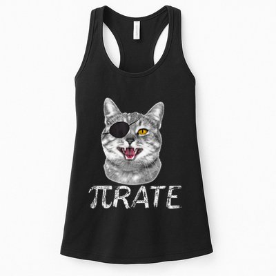 Pi Day Funny Math Science Cat Pirate Womens Tank Top