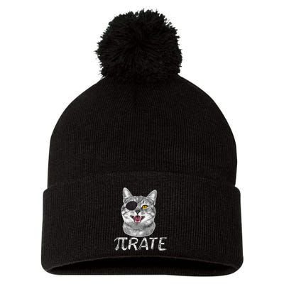 Pi Day Funny Math Science Cat Pirate Pom Pom 12in Knit Beanie