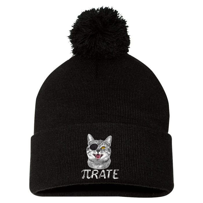 Pi Day Funny Math Science Cat Pirate Pom Pom 12in Knit Beanie