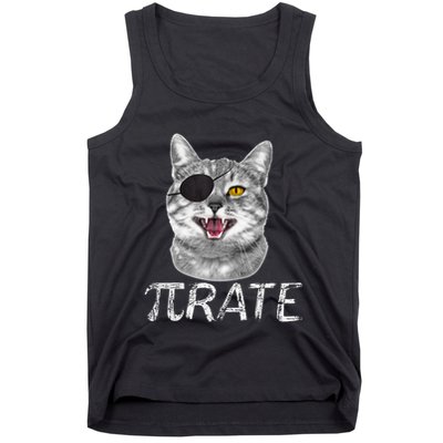 Pi Day Funny Math Science Cat Pirate Tank Top