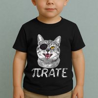 Pi Day Funny Math Science Cat Pirate Toddler T-Shirt