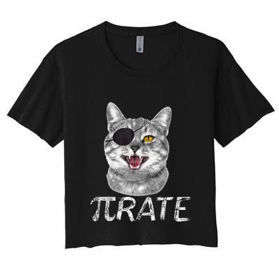 Pi Day Funny Math Science Cat Pirate Crop Top