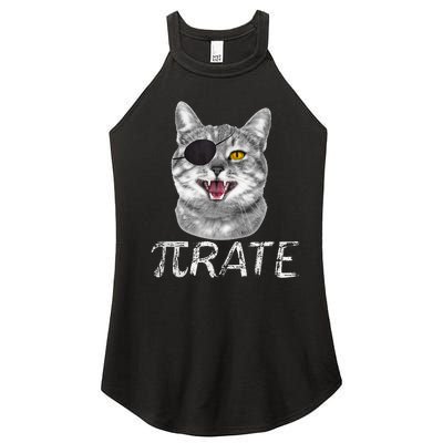 Pi Day Funny Math Science Cat Pirate Women’s Perfect Tri Rocker Tank