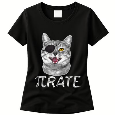 Pi Day Funny Math Science Cat Pirate Womens T-Shirt