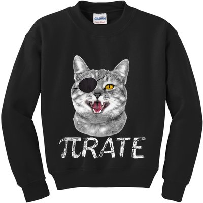 Pi Day Funny Math Science Cat Pirate Kids Sweatshirt