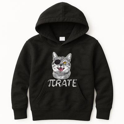 Pi Day Funny Math Science Cat Pirate Kids Hoodie