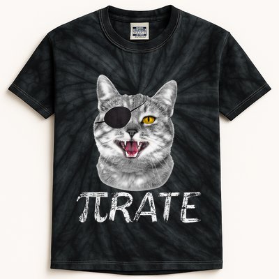 Pi Day Funny Math Science Cat Pirate Kids Tie-Dye T-Shirt