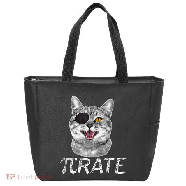 Pi Day Funny Math Science Cat Pirate Zip Tote Bag