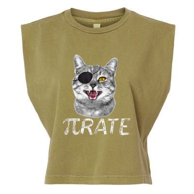 Pi Day Funny Math Science Cat Pirate Garment-Dyed Women's Muscle Tee