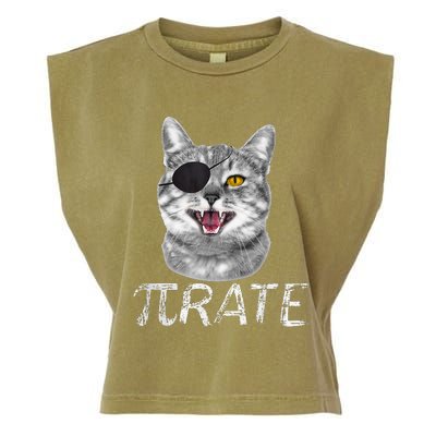 Pi Day Funny Math Science Cat Pirate Garment-Dyed Women's Muscle Tee