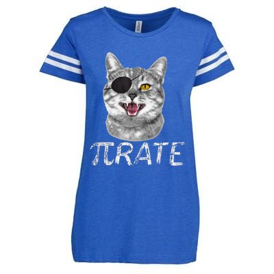 Pi Day Funny Math Science Cat Pirate Enza Ladies Jersey Football T-Shirt