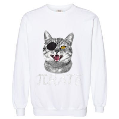 Pi Day Funny Math Science Cat Pirate Garment-Dyed Sweatshirt