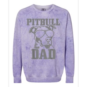 Pitbull Dad Funny Dog Pitbull Sunglasses Fathers Day Pitbull Colorblast Crewneck Sweatshirt